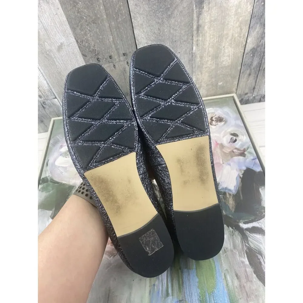 Tory Burch Laila Ballet Flat in Blue Metallic Size 11 - Picture 10 of 11
